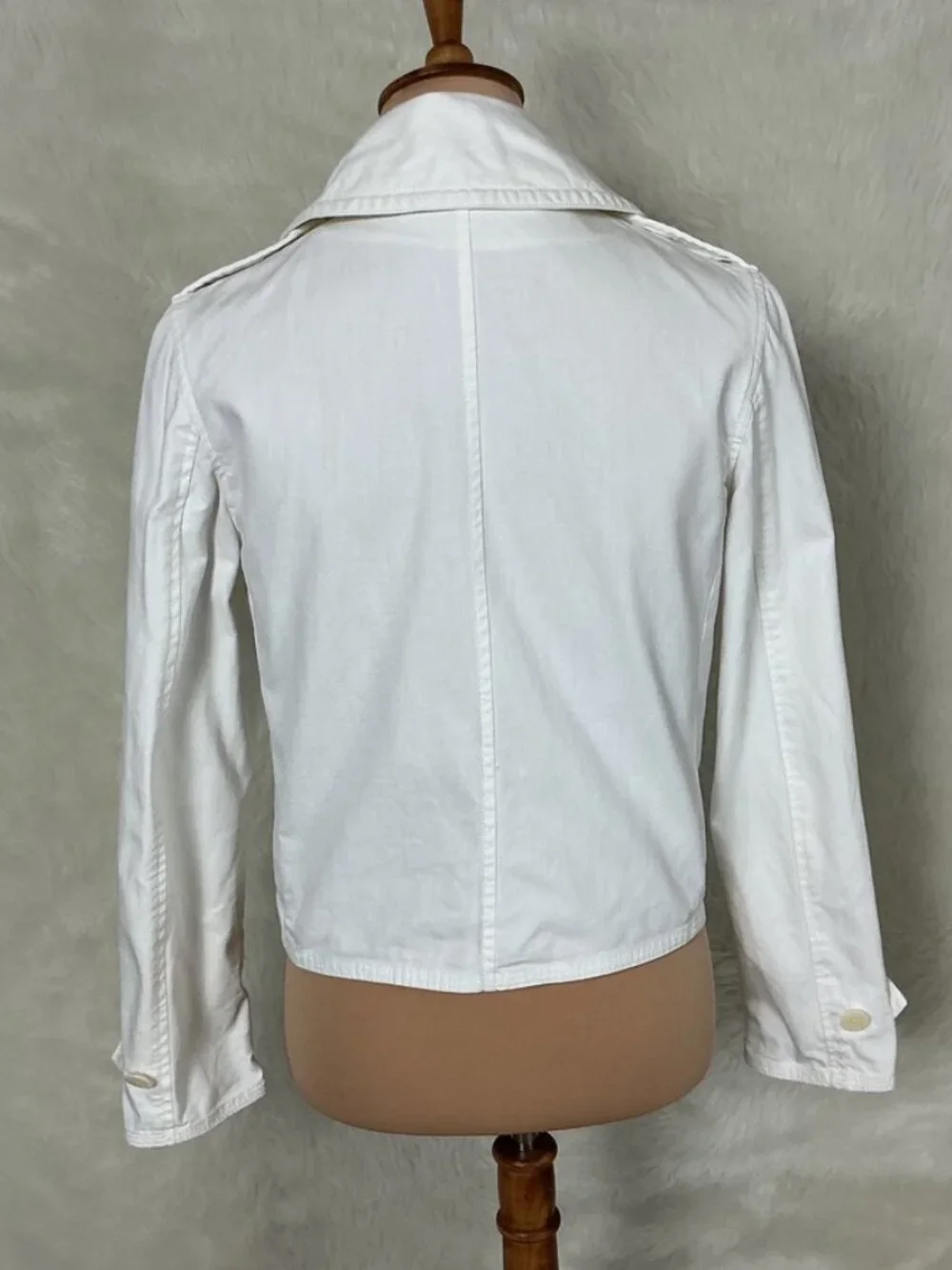 Vintage Y2K 00s Ralph Lauren Rugby White Double Breasted Cropped Jean Jacket S - Picture 5 of 10